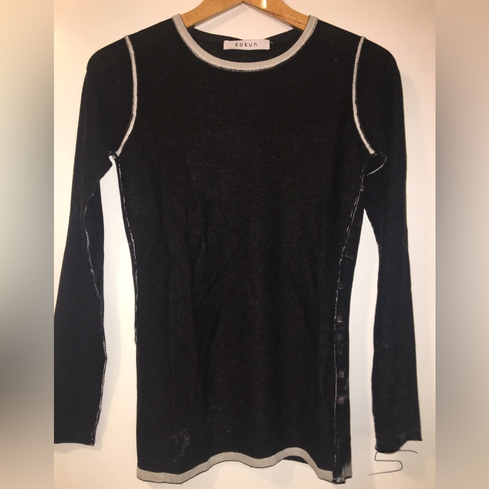 KOKUN over-dye black sweater Sz M